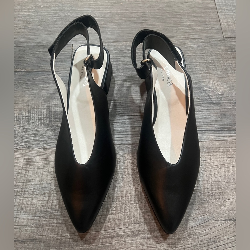 Sleek Black Pointed Slingback Mules with Buckle Strap